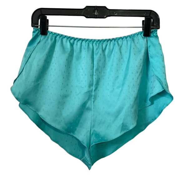 VTG Victoria's Secret 70s Aqua Satin Lace Camisole Set ILGWU‎ Gold Crown Label M - Picture 4 of 9